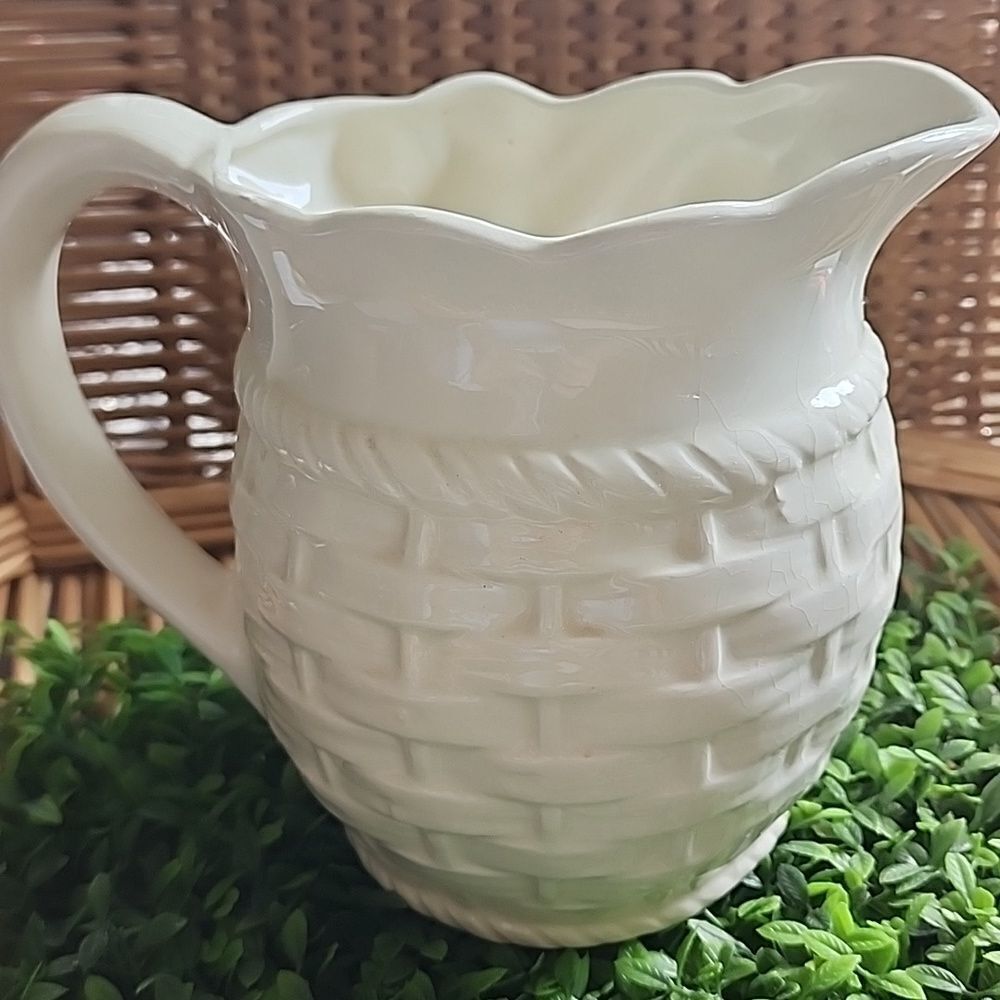 Vintage Basket Weave & Vegetable Pitcher